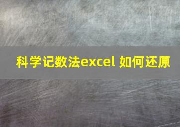 科学记数法excel 如何还原